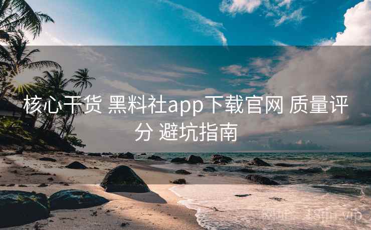 核心干货 黑料社app下载官网 质量评分 避坑指南