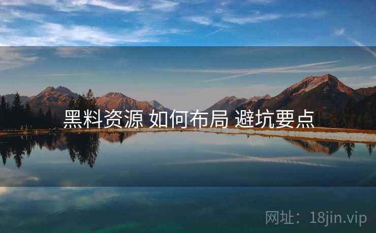 黑料资源 如何布局 避坑要点